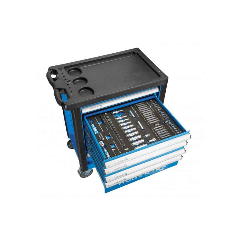 Тележка инструментальная 6 ящиков Hogert 214 инструментов (HT7G056)