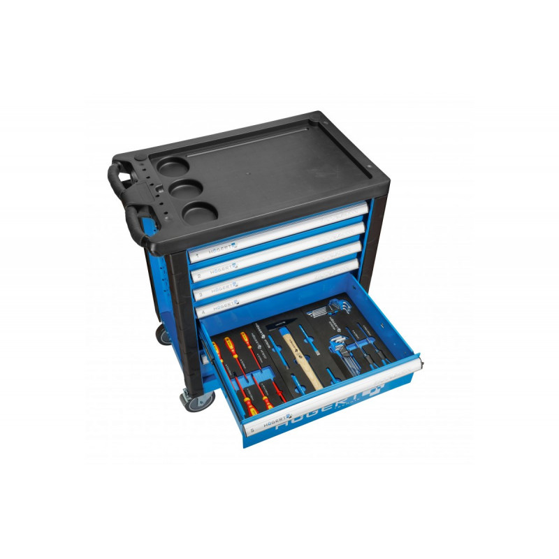 Тележка инструментальная 6 ящиков Hogert 214 инструментов (HT7G056)