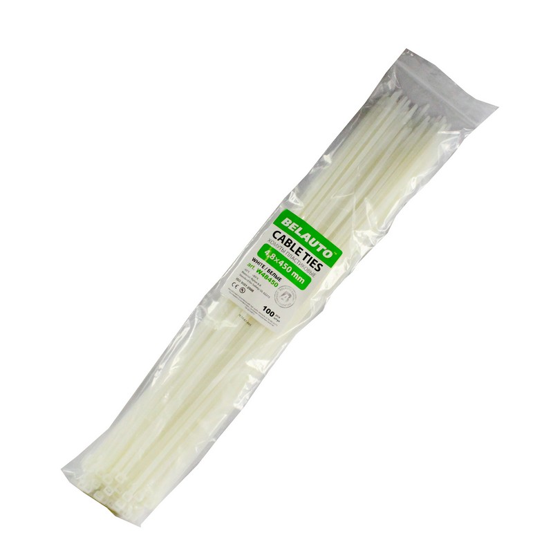 Хомути пластикові білі 4.8x450 BelAuto (W48450)