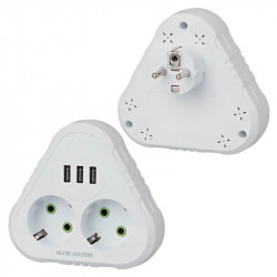 Мережевий трійник із заземленням F202 на 2 розетки +3*USB, 2500W, 10A (Білий)