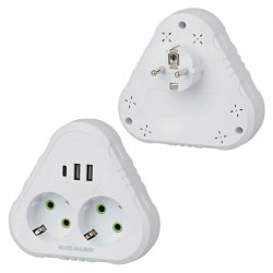 Мережевий трійник із заземленням F203 на 2 розетки + 2*USB +Type-C, 2500W, 10A (Білий)