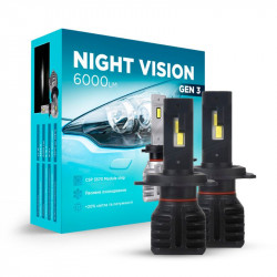 Світлодіодні лампи Н4 для авто Carlamp Night Vision Gen 3 Led автолампи 5500K 6000 Lm (NVG3H4)