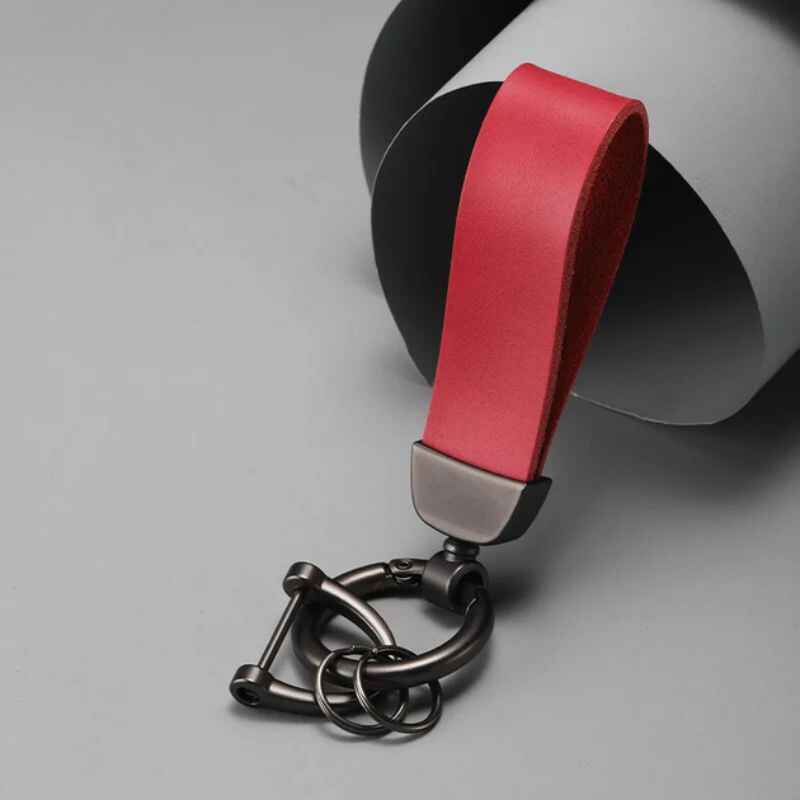 Брелок для ключів авто шкіряний RG з карабіном червоний (BR-5R)