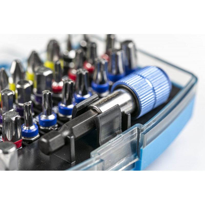 Набір біт з бітоутримувачем 1/4" SL PH PZ HEX TORX з отвором 32 шт Hogert (HT1S400)