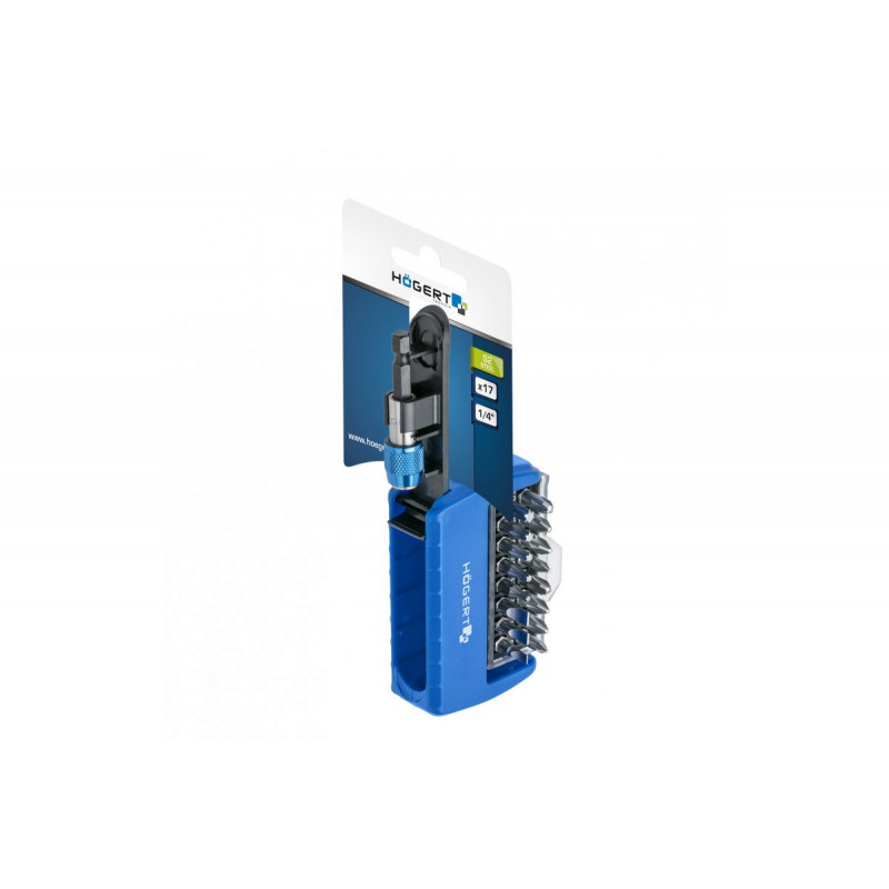 Набір біт з бітоутримувачем 1/4" SL PH PZ TORX 17 шт Hogert (HT1S401)