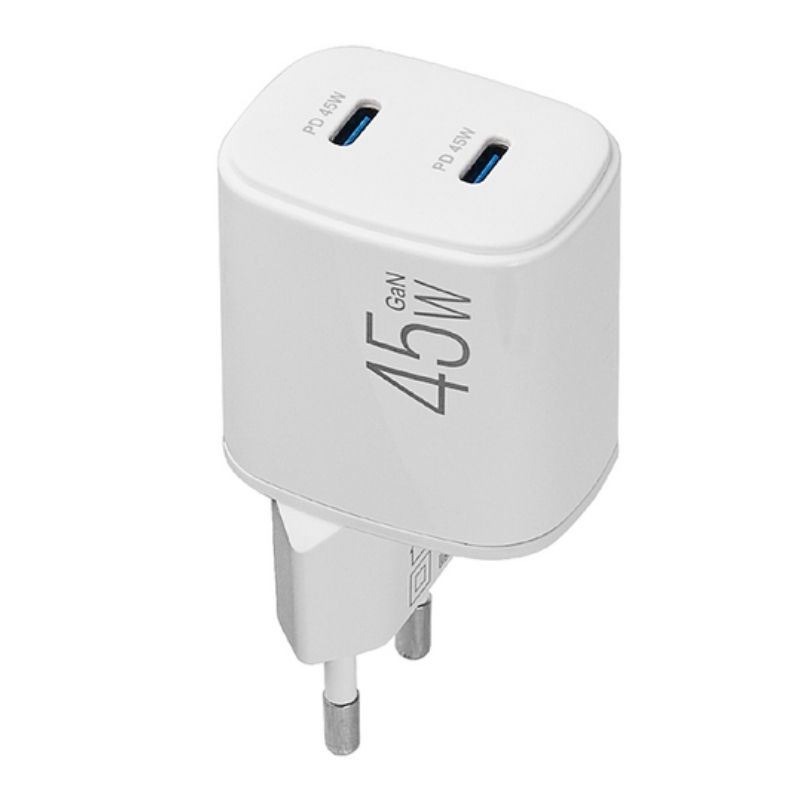 Зарядний пристрій BREVIA ePowerGaN PD45W 2xUSB-C (44045GDCW)