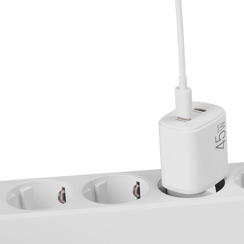 Зарядний пристрій BREVIA ePowerGaN PD45W 2xUSB-C (44045GDCW)