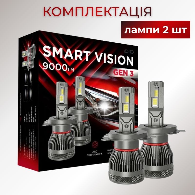 Светодиодные лампы H4 для авто Carlamp Smart Vision Gen3 Led автолампы 9000 Lm 6500 K (SMG3H4)