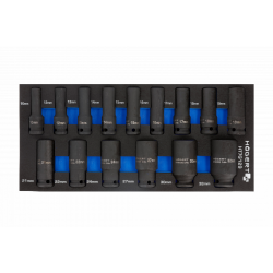 Набір ударних глибоких шестигранних головок 1/2" 15шт ложемент Hogert (HT7G129)