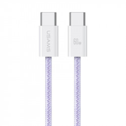 Кабель для зарядки і передачі даних Type-C-Type-C 480Мб/с 60W 1.2м бузковий Usams Rainbow Braided (SJ656USB02)
