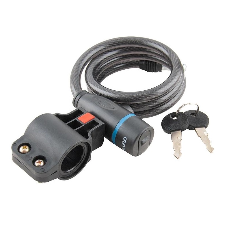 Замок на велосипед тросовий 1000мм Grey's із замком і 2 ключами (GR51010)