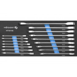 Набір ріжково-накидних ключів з тріскачкою 16шт ложемент Eva Hogert (HT7G146)