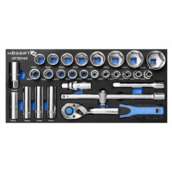 Набір інструментів з тріскачкою 1/2" 28 шт Ложемент Eva Hogert (HT7G149)