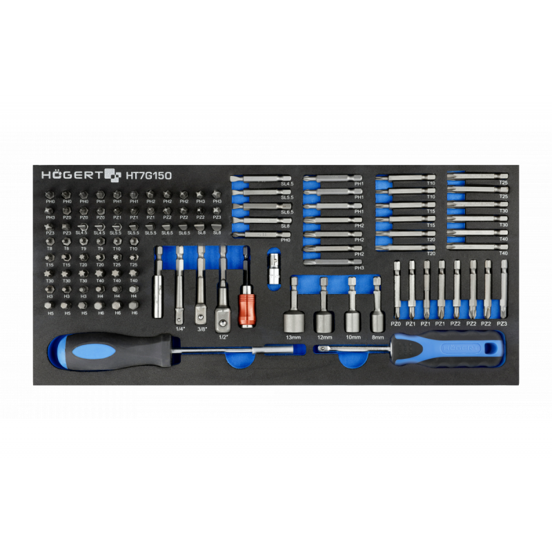 Набір викруток, біт та адаптерів 107 шт у ложементі Eva Hogert (HT7G150)