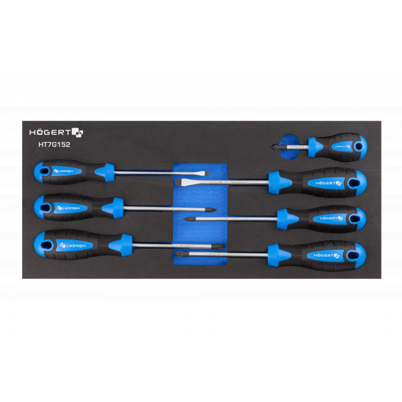 Набір викруток плоских 7 штук у ложементі EVA Hogert (HT7G152)