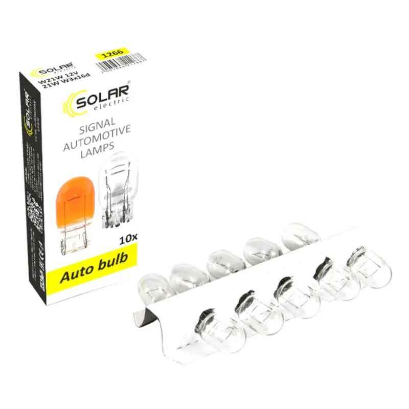 Лампи галогенні W21W 12V Solar білі 10 штук (одна упаковка) (1266)