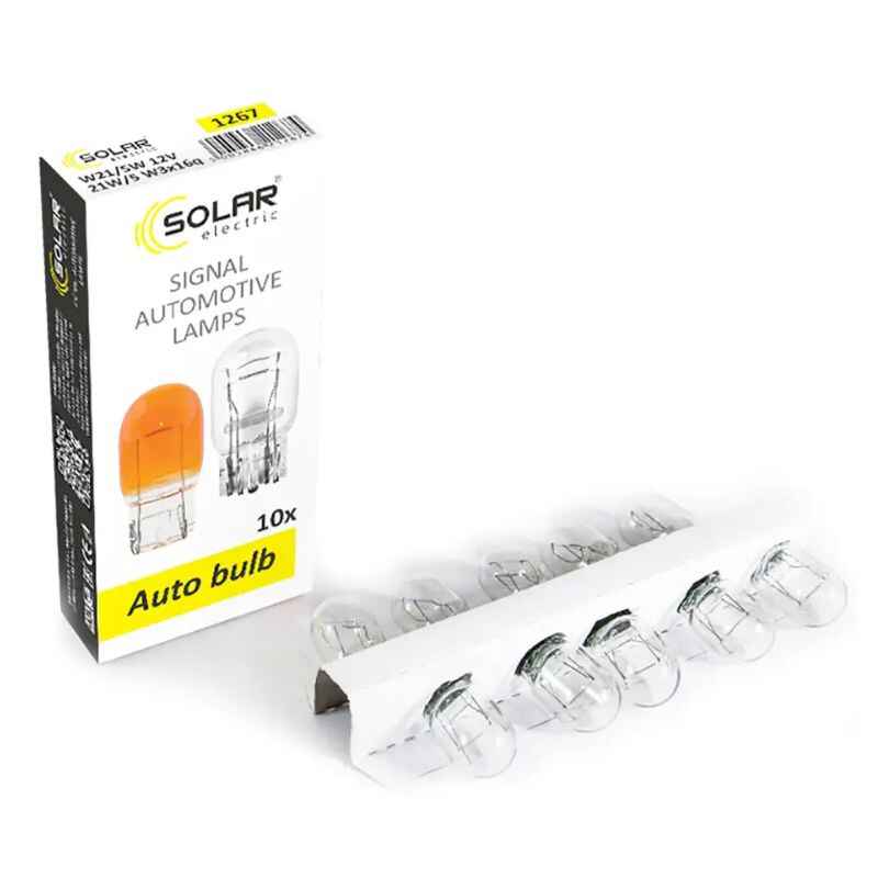 Лампи галогенні W21/5W 12V Solar білі 10 штук (одна упаковка) (1267)