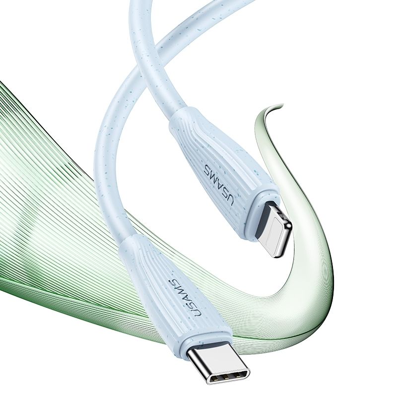 Кабель для зарядки і передачі даних Type-C-Lightning 480Мб/с 30W 1м блакитний Usams Green Series (SJ717USB03)