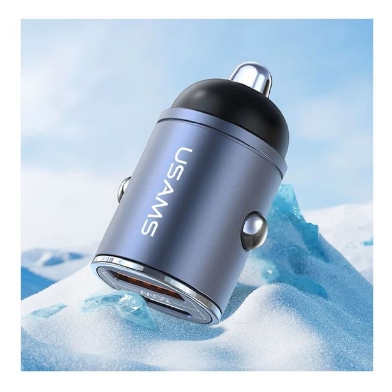 Автомобільний зарядний пристрій 30 Вт Usams 2 USB фіолетовий (CC206CC02)