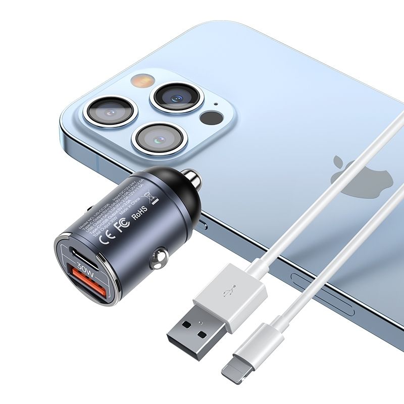 Автомобільний зарядний пристрій 30 Вт Usams 2 USB фіолетовий (CC206CC02)