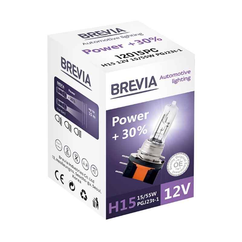 Лампа галогенна H15 Brevia Power +30% 1шт (12015PC)