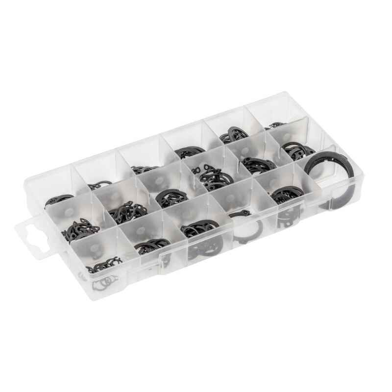 Набір зовнішніх і внутрішніх стопорних кілець Сталь 65Mn Hogert 225 штук (HT8G503)