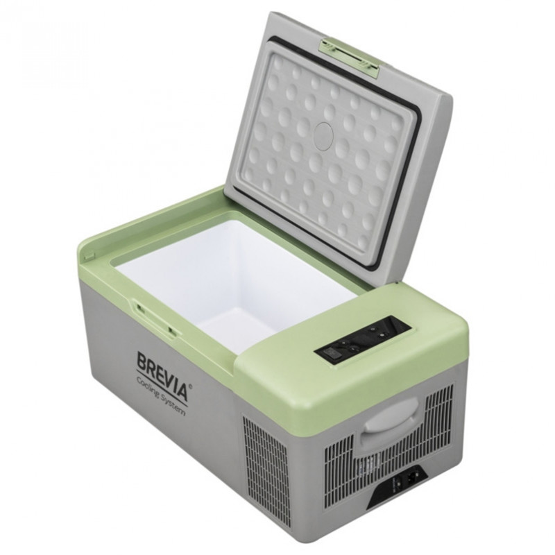 Портативний холодильник 15л BREVIA автохолодильник компресорний пластиковий 12/24В 220В Сірий (22110)