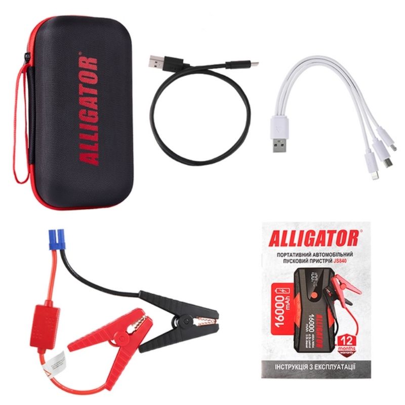 Пусковий пристрій Alligator 12В 400-800A з функцією Power Bank 16000mAh (JS840)