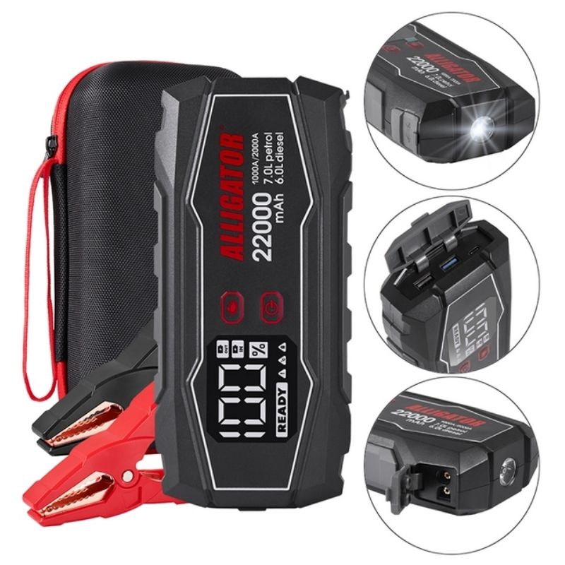 Пусковий пристрій Alligator 12В 1000-2000A з функцією Power Bank 22000mAh (JS845)