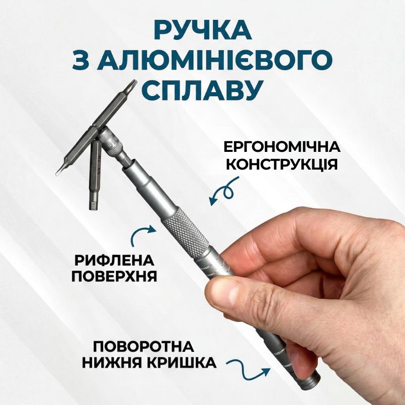 Отвертка с комплектом насадок для точных работ Gearo 128в1 52HRC серый (GE2104)