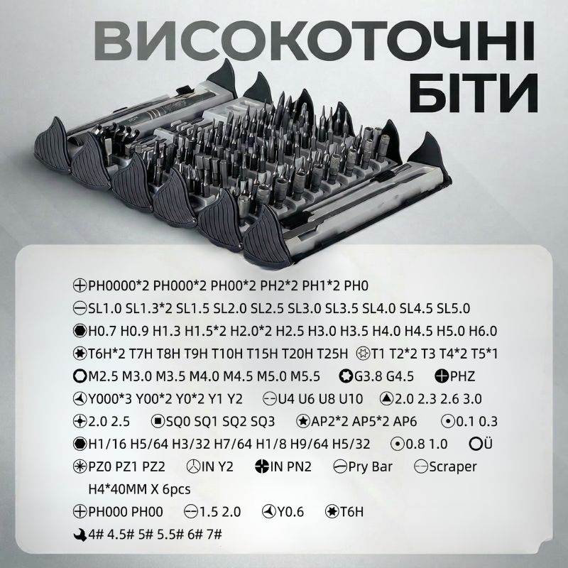 Отвертка с комплектом насадок для точных работ Gearo 128в1 52HRC серый (GE2104)