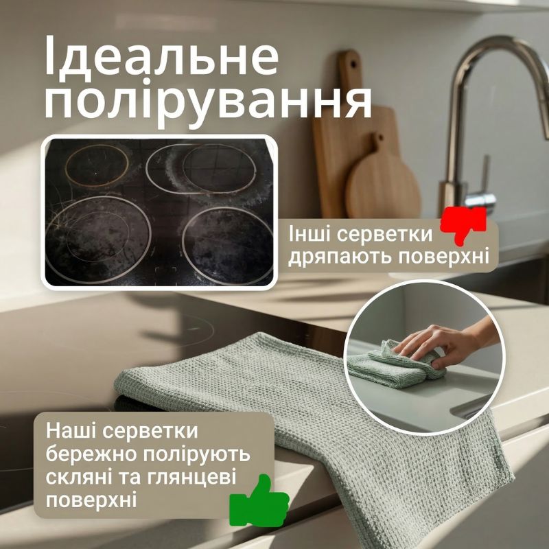 Набор салфеток 20 шт микрофибра 20×20см Gearo для дома зеленые (GE0920)