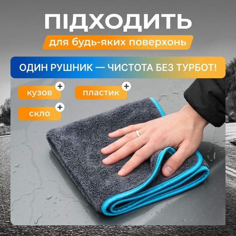 Полотенце влаговпитывающее из микрофибры 40x60 Gearo для ухода за авто синее (GE0902)