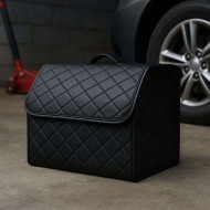 Органайзер в багажник автомобиля черный искусственная кожа 1 отделение на липучке 40смХ30смХ30см (44649/black)