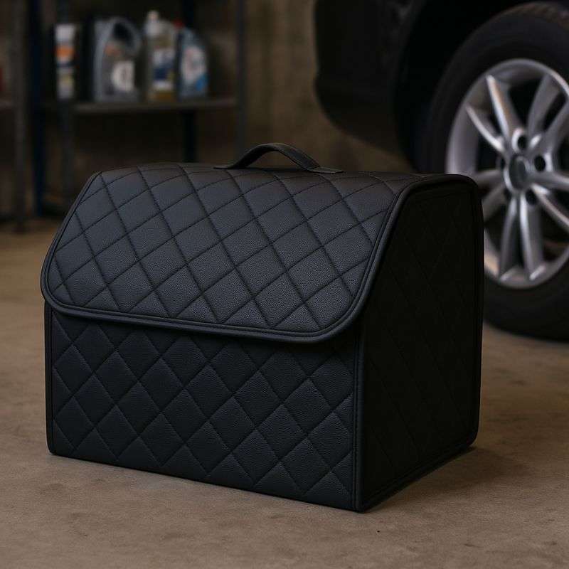 Органайзер в багажник автомобіля чорний штучна шкіра 1 відділення на липучці 40смХ30смХ30см (44649/black)