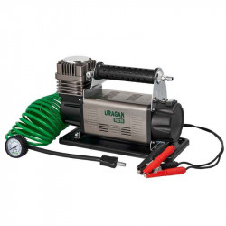 Автокомпресор однопоршневий від клем URAGAN спускний клапан автомобільний компресор для шин R13-R19 7Атм 160 л/хв 600Вт (90220)