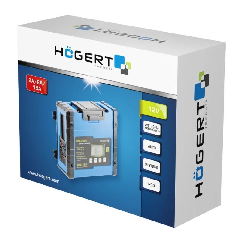 Зарядний пристрій трансформаторний Hogert 12В 15А зарядка для акумуляторів (HT8G613)