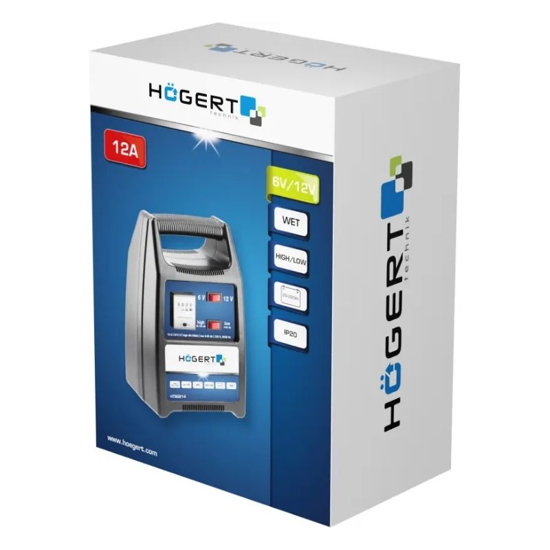 Зарядний пристрій трансформаторний Hogert 6/12В 12А зарядка для акумуляторів 20-200Аг (HT8G614)