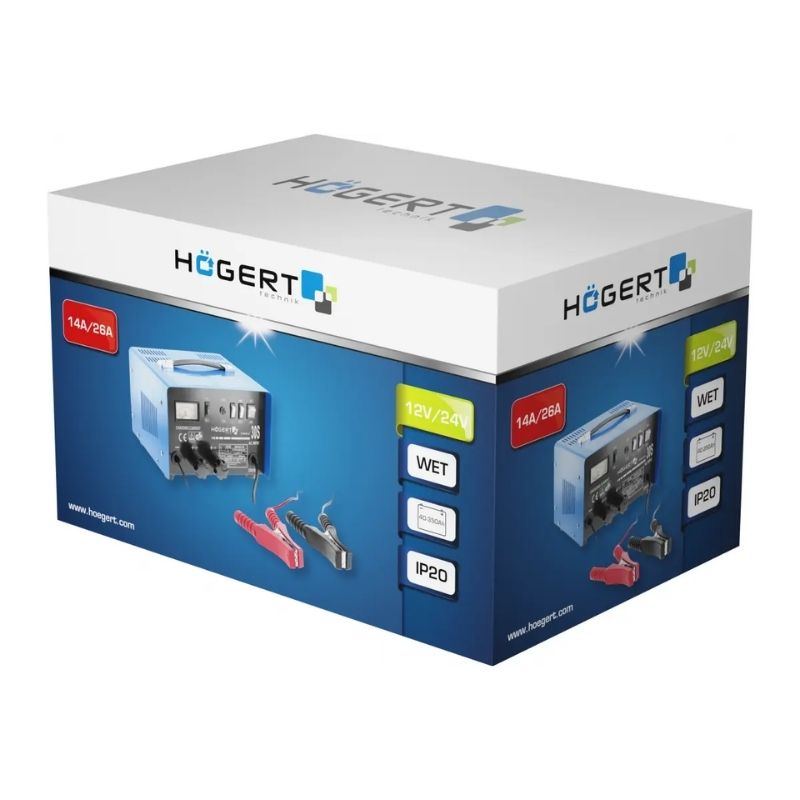 Зарядний пристрій імпульсний Hogert 12/24В 14-26А зарядка для акумуляторів 40-350Аг (HT8G616)