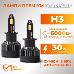 Светодиодные лампы H3 для авто Carlamp Nova Vision Led автолампы 6000 Lm 6500 K (NoVH3)