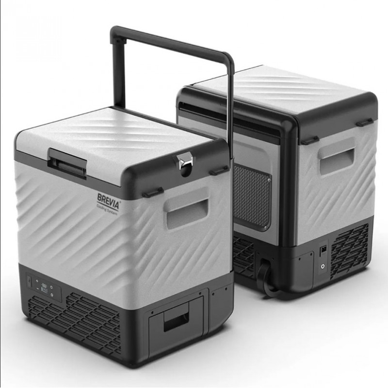 Компресорний холодильник 22л BREVIA автохолодильник на коліщатках з автономною роботою 12/24В 220В пластиковий Сірий (22130)