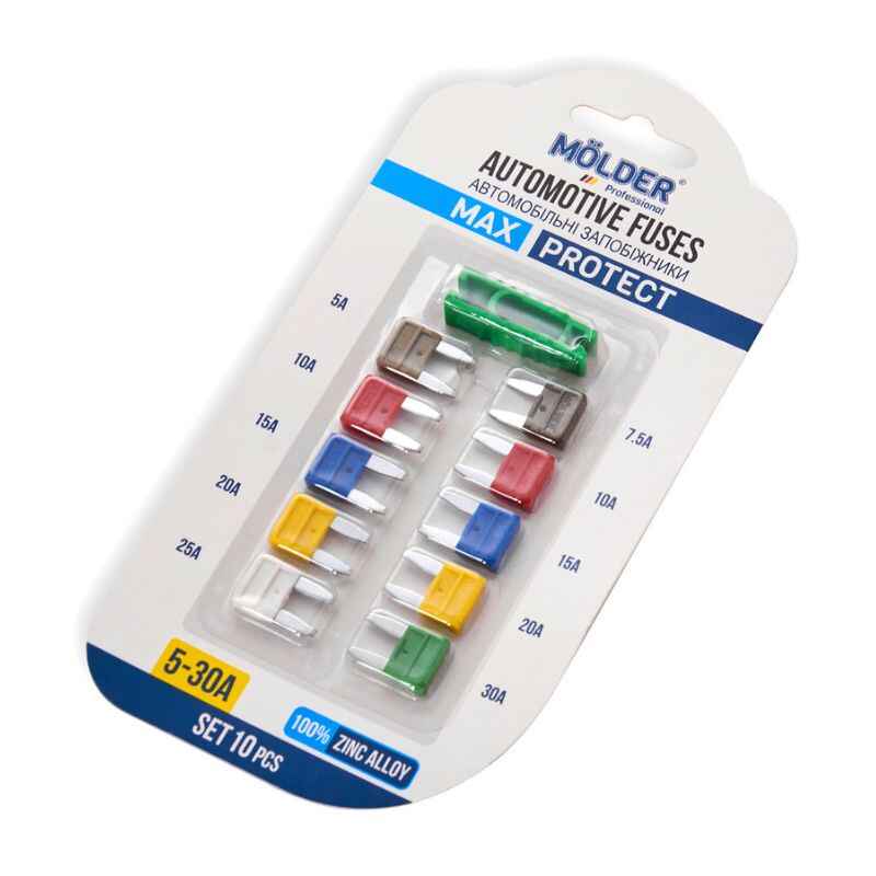 Запобіжники 5А 7.5А 10А 15А 20А 25А 30А Molder чорні 10шт (MA22200)