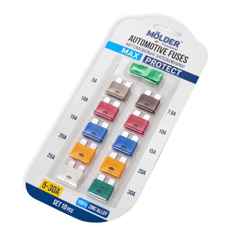 Запобіжники 5А 7.5А 10А 15А 20А 25А 30А Molder чорний 10шт (MA22300)