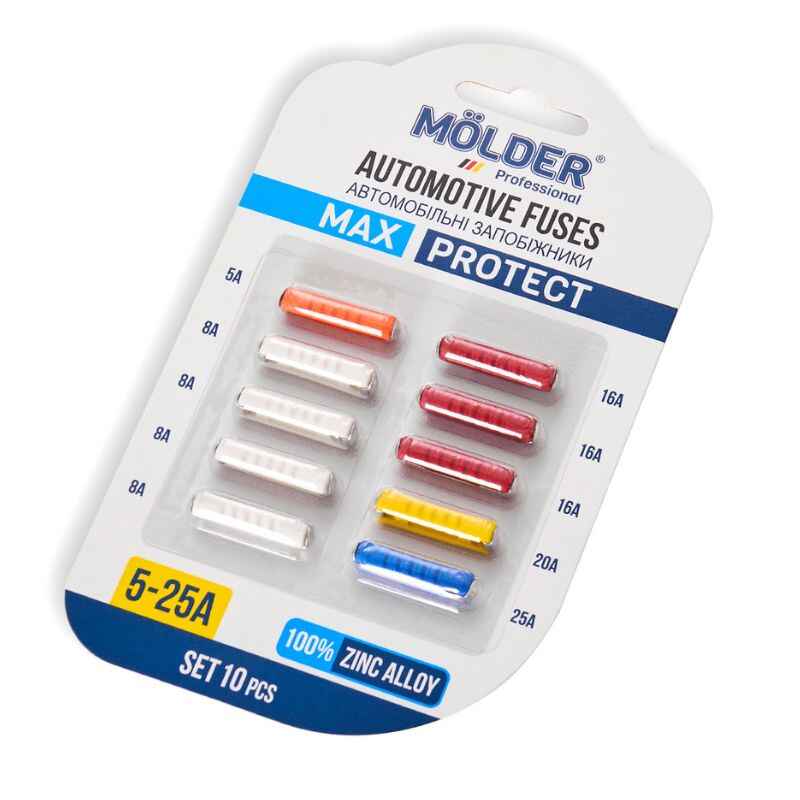 Запобіжники 5А 8А 16А 20А 25А Molder колір 10шт (MA22100)