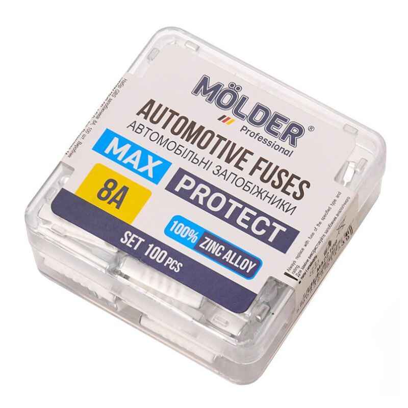 Запобіжники 8А Molder циліндричні 100 штук чорного кольору (MA22108)