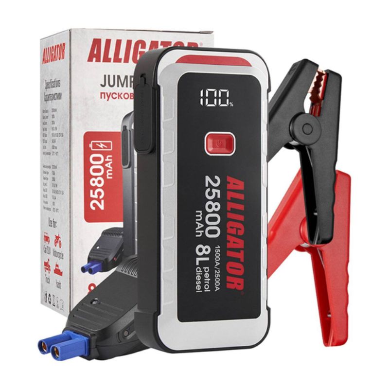 Пусковий пристрій Jump Starter 1500A/2500A 25800mAh Alligator бустер для авто з функцією Power Bank (JS847)