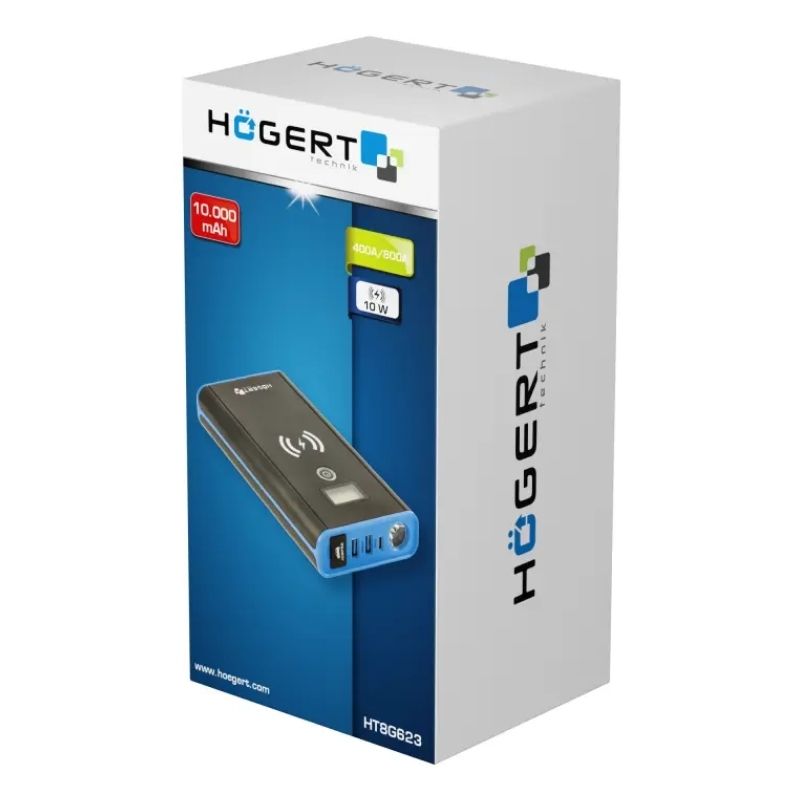 Пусковий пристрій імпульсний Hogert 12В 400-800A з індуктивним зарядним пристроєм (HT8G623)