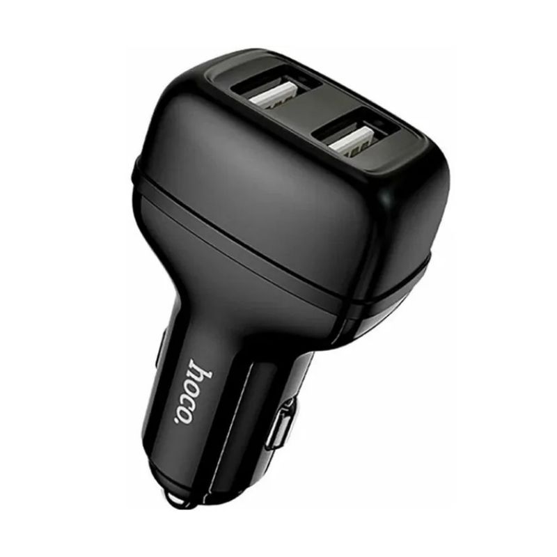 Автомобільний зарядний пристрій 2.4A Hoco Leader 2USB чорний (Z36)