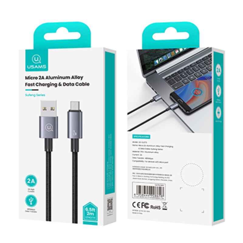 Кабель синхронізації Usams Micro 2A алюмінієвий сплав швидка зарядка 2М (SJ670USB01)