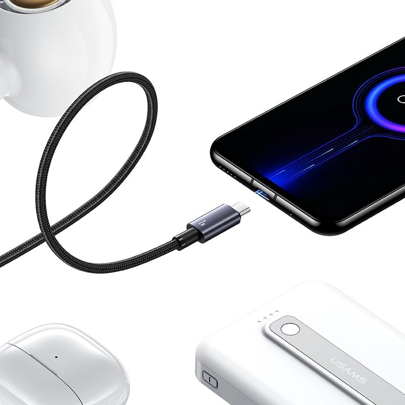 Кабель синхронізації Usams Micro 2A алюмінієвий сплав швидка зарядка 2М (SJ670USB01)